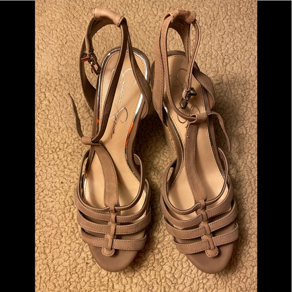 New!! 8.5 Jessica Simpson Bailor Tan Wedge Sandals - Picture 2 of 7
